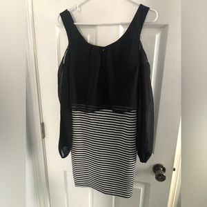 Emerald Sundae black and white off the shoulder dress